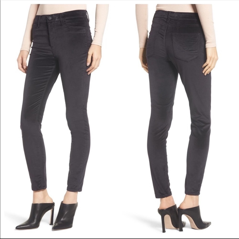 Hudson Jeans Barbara Super Skinny Velvet Dark Gray Jeans Sz 25